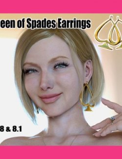 Queen of Spades Earrings for Genesis 8 Female