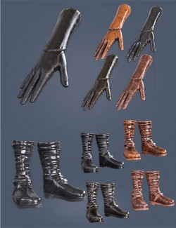 Halloween Plague Doctor Gloves and Shoes for Genesis 8 and 8.1 Males