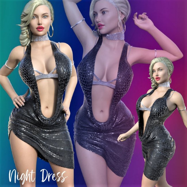 Night Dress G8F-G8.1F  3d Models for Daz Studio and Poser