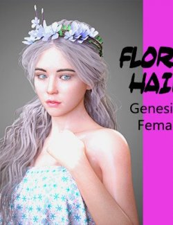 Floral Hair With Head Garland for Genesis 8 Female