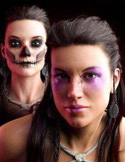 M3D Fantasy Makeup Geoshell and Earrings for Genesis 8 and 8.1 Females