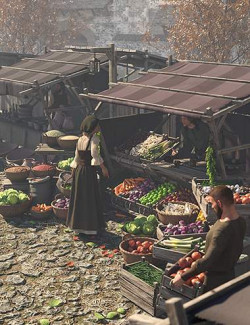 Medieval Roadside Merchant Stalls