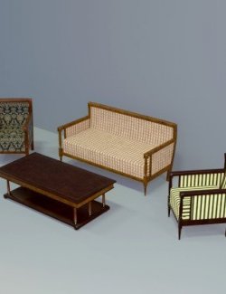 19th Sofa, Armchair and Coffee Table Biedermeier Style