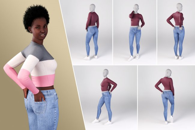 NG High Waist Skinny Jeans Outfit for Genesis 9