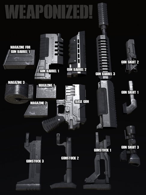 Weaponized | 3d Models for Daz Studio and Poser