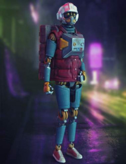 Cyberpunk Courier Robot