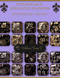 Styles Black And gold flowers