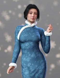 dForce MK Winter Cheongsam Dress for Genesis 9