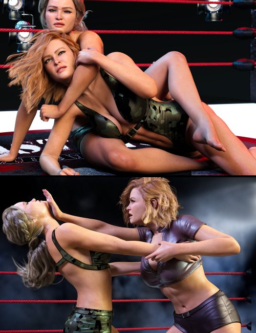 Z Fierce Wrestling Couple Poses for Genesis 8 and 9 3d Models