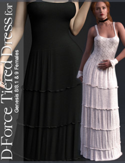 D-Force Tiered Dress for Genesis 8 and 9 Females