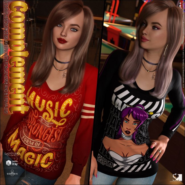 Click here to see preview images for "Complement for dForce Relaxed V Neck for Genesis 8 and 8.1 Females" Complement for dForce Relaxed V Neck for Genesis 8 and 8.1 Females