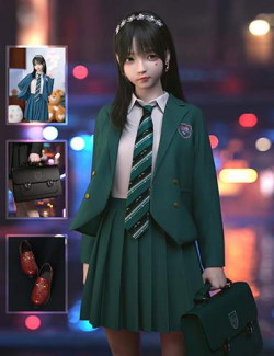 dForce SU Japan School Uniform Suit for Genesis 8, 8.1, and 9