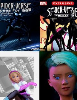 Gwen Stacy V1, Hair, and Spider-Verse Pose Bundle for G8F