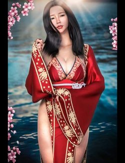 dForce Hot Style Kimono Outfit for Genesis 9, 8, and 8.1