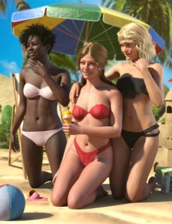 BW Strapless Beach Outfits 02 for Genesis 9, 8.1, and 8 Female