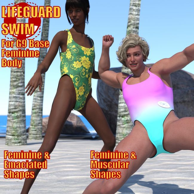 Lifeguard Swimsuit G9 Optimized for Feminine Body Shape 3d