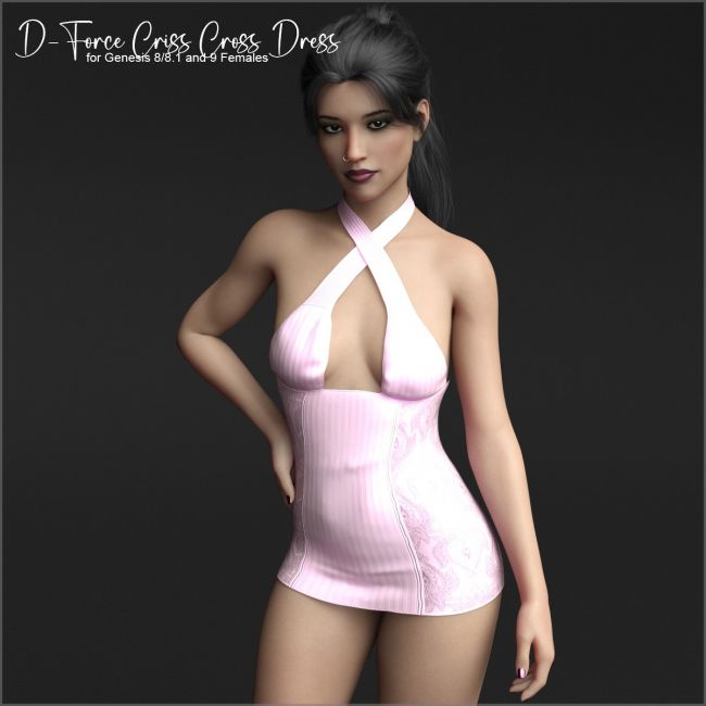 D-Force Criss Cross Dress for Genesis 8 and 9 Females
