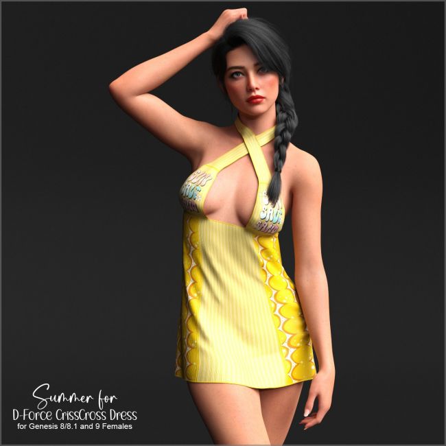 D-Force Criss Cross Dress for Genesis 8 and 9 Females