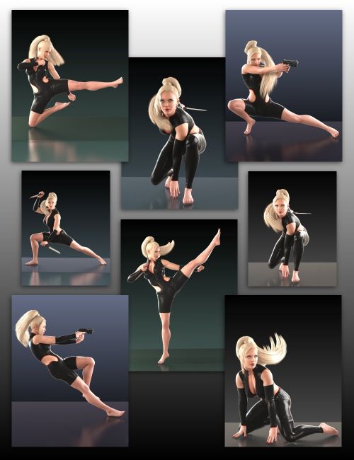 Female Action Poses - Jumping holding dagger pose | PoseMy.Art