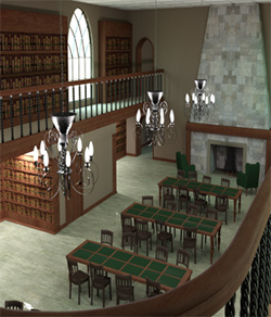 Two Floor Library Scene - Interior Only