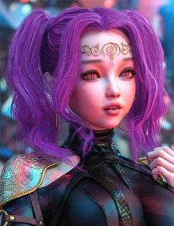 HS Stella Twintails Hair For Genesis 9, Genesis 8, and 8.1 Females