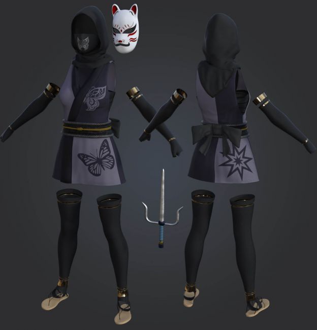 Mosu Ninja - Classic Ninja Outfit for G8F