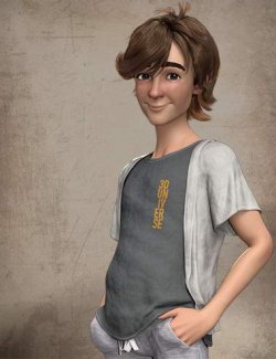 Cartoon Adult Male Character, Hair, and Outfit for Genesis 9