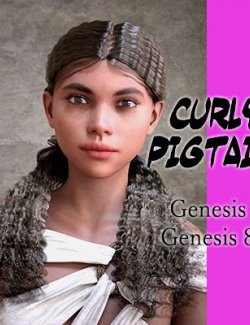 Curly Pigtails for Genesis 8 Female