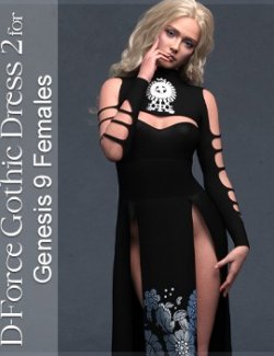 D-Force Gothic Dress 2 for Genesis 9