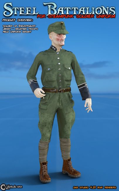 Steampunk Soldier Uniform for G8M  3d Models for Daz Studio and Poser