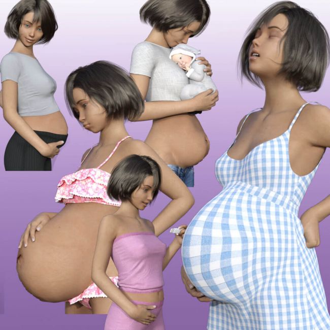 Set of 15 Pregnancy Poses for G9 - Daz Content by janey