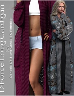 D-Force Long Cardigan for Genesis 8 and 9 Females