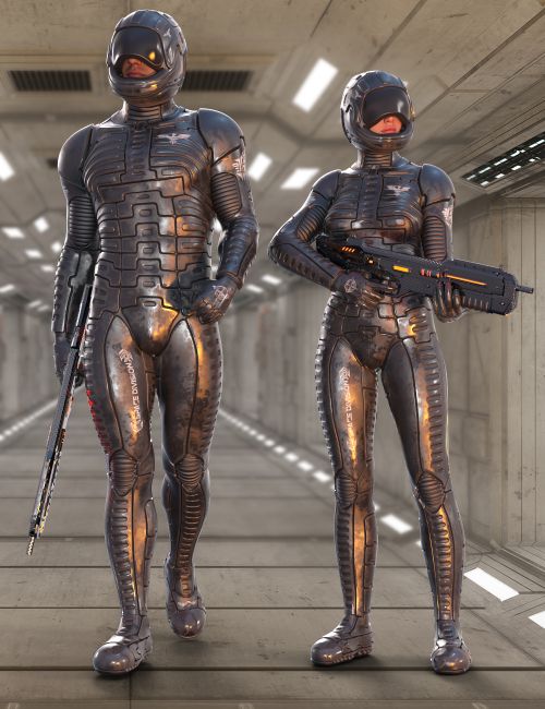 Scifi 3D armoured female suit for Daz studio and poser