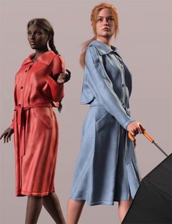 dForce Classic Trench Coat for Genesis 9, 8, and 8.1 Female