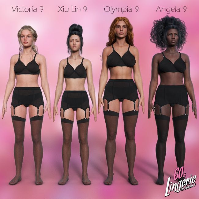 60s Lingerie for G9 3d Models for Daz Studio and Poser