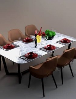 AQ3D Luxury Dining Table and Chairs