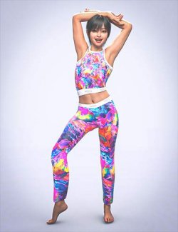 dForce Stylish Crop Top And Leggings for Genesis 9