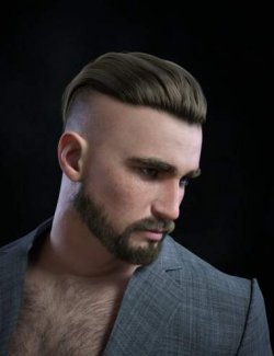 Antoine SlickFlipped Hair and Beard for Genesis 9 and 8 Male