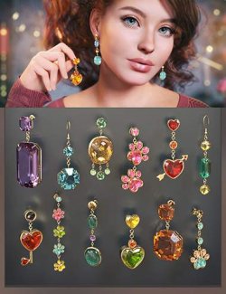 VRV Sparkling Desires Hanging Earring Addon for Genesis 9, 8.1, and 8 Females