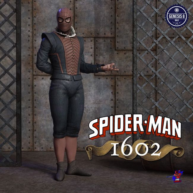 Spider-Man 1602 Outfit for G8M  3d Models for Daz Studio and Poser