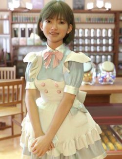 dForce KuJ Cute Maid Cafe Outfit for Genesis 9