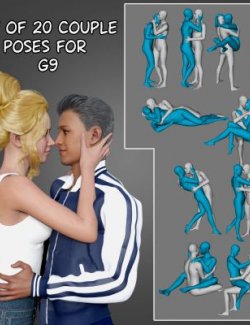 Set of 20 Couple Affection Poses for Genesis 9