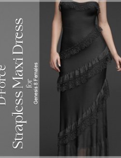 D-Force Strapless MaxiDress for Genesis 8 Females