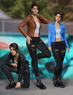 Cool Girl Leather Outfit for Genesis 9, 8.1, and 8 Female