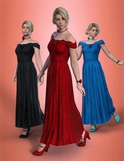 dForce Rose Velvet Dress Outfit for Genesis 9