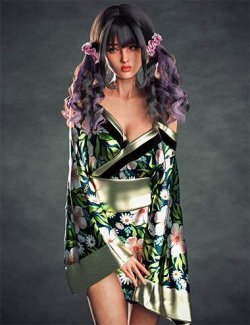 AH dForce Hot Kimono Outfit For Genesis 9