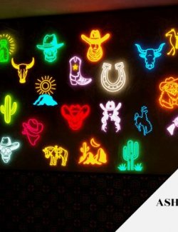 Cowboy Neon Sign Prop Pack