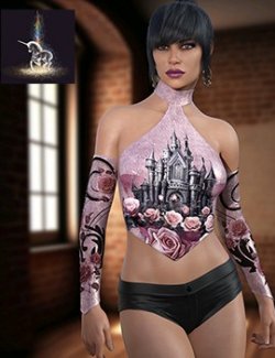 Raven Add-On for dForce Midnight Halter and Sleeves