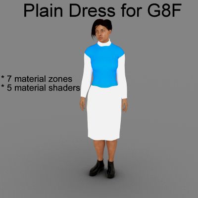 Plain Dress for G8F | 3d Models for Daz Studio and Poser