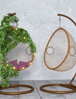 Swing Chair With Ivy, Pillow and Fairy Lights for DAZ Studio